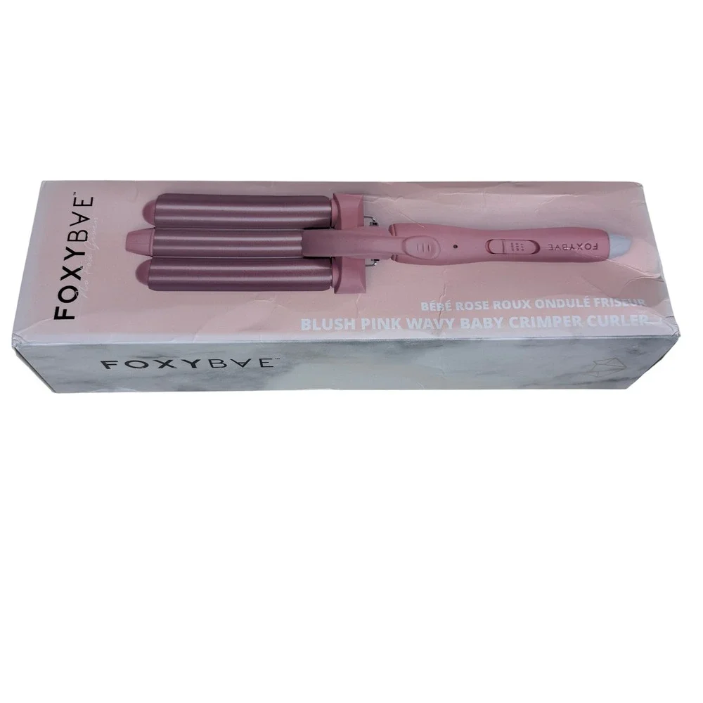 FoxyBae Pink Wavy Baby Triple Barrel Ceramic Tourmaline Hair Crimper Curler NIB